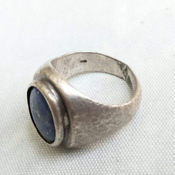 Vintage Sterling Silver Ring Lapis Lazuli Oval Cabochon Size 8.25 Blue - Picture 9 of 13
